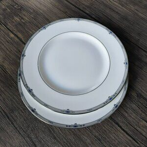 Wedgwood Amherst Platinum Bone China Dinner Plates, Set of 2 England Silver Blue